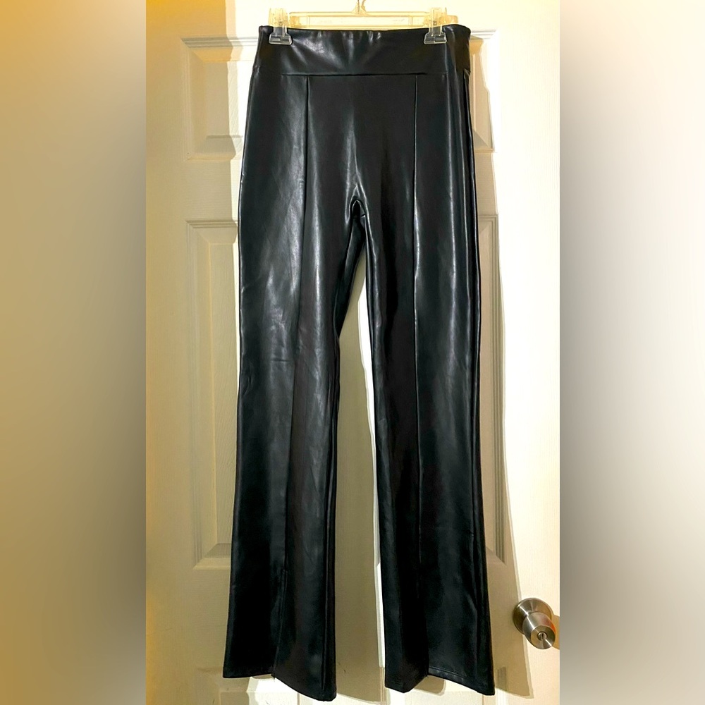 Abercrombie & Fitch Black Boot Cut Flare Pants Vegan Leather Medium